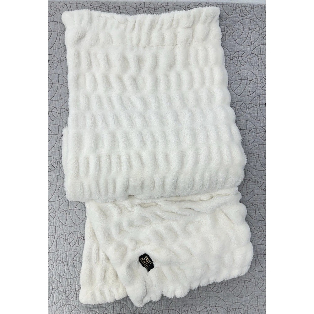 Minky Couture Hugs Stretch Plush Blanket Monster Cream White